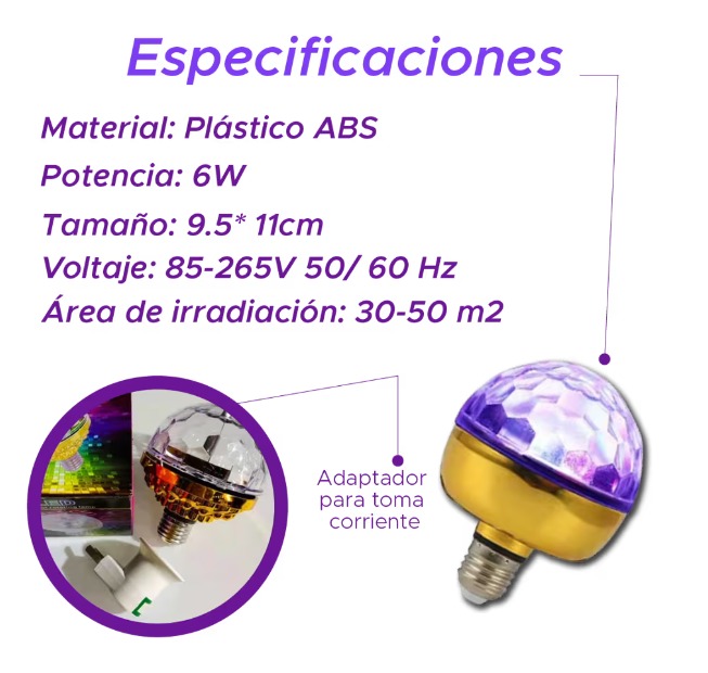 Miniatura 4 de COMBO X2 BOMBILLA LUZ GIRATORIA COLORFUL